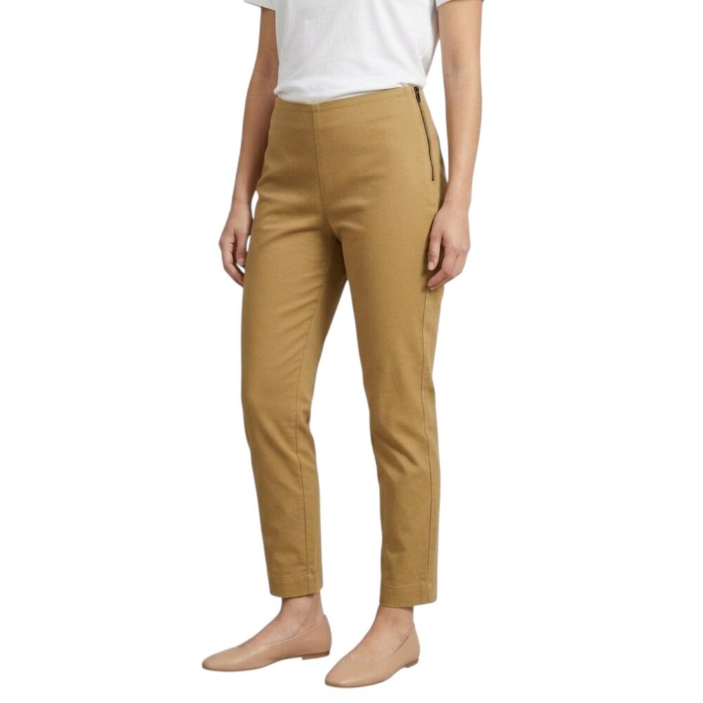 Everlane 4 Tan Slim Ankle Pants Stretch Cotton Side Zip
